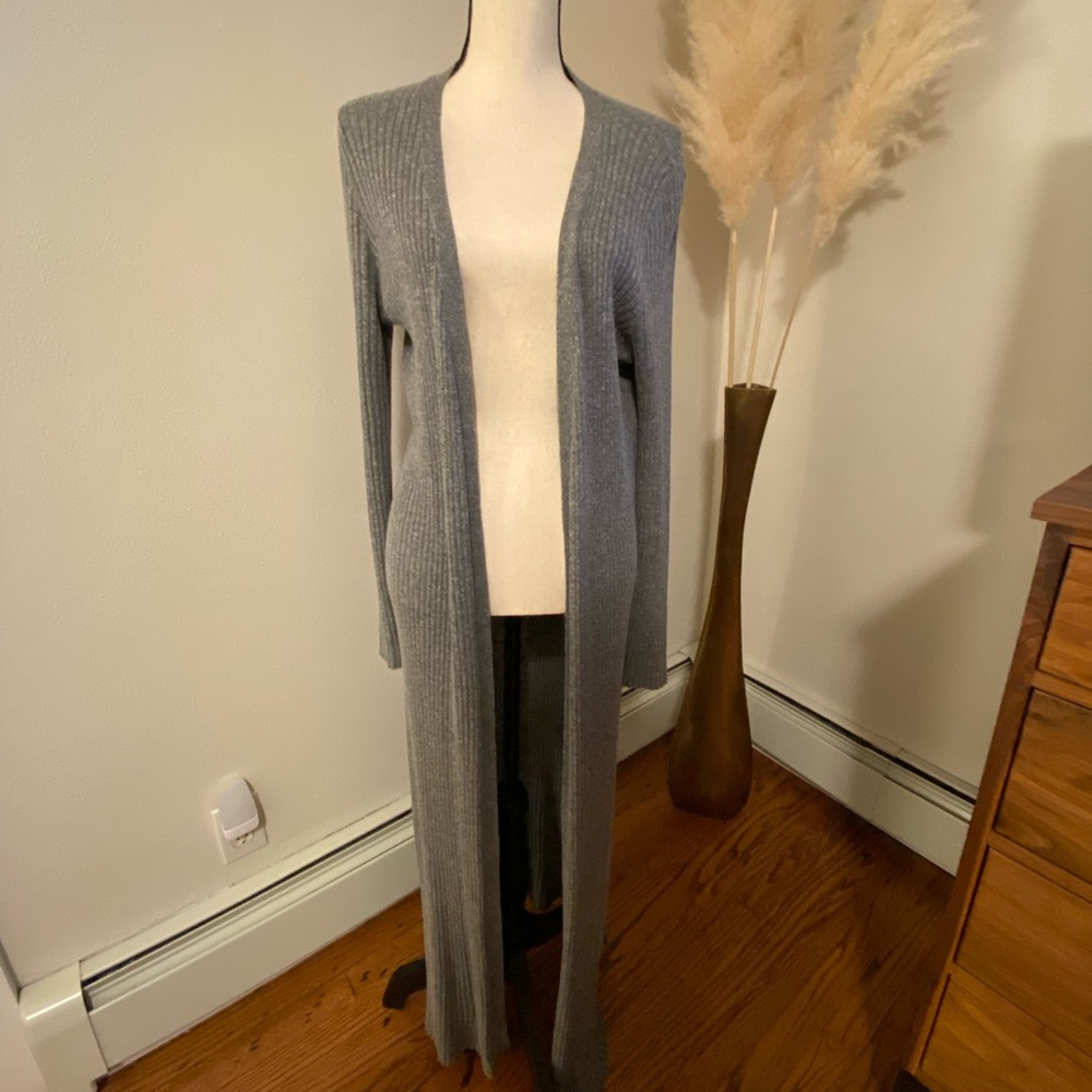 Just Female Grey Long Duster Cardigan
